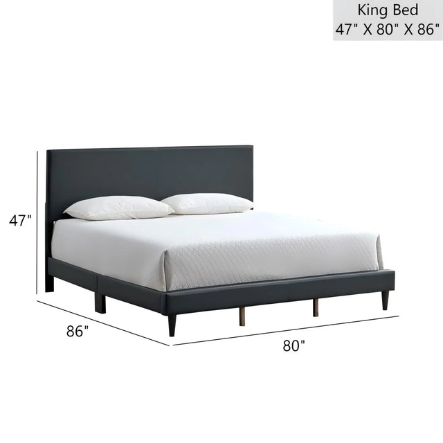 King Upholstered Adjustable Height Faux Leather Bed Frame - Omega Lifestyles