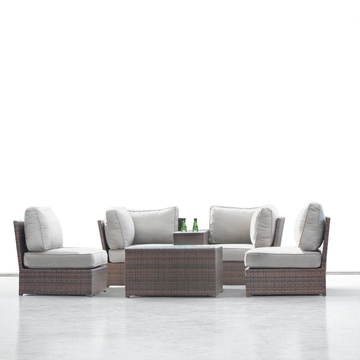 Espresso Weather-Resistant Wicker Outdoor Seating Set With Cushions