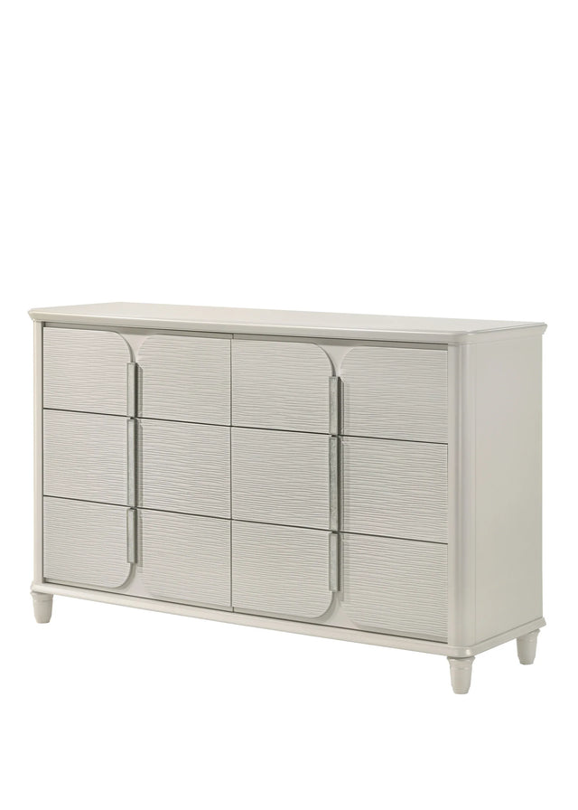 White Six-Drawer Acrylic Synthetic Wood Dresser - Omega Lifestyles