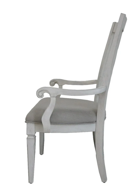 Set of 2 Light Gray Linen And White Arm Chairs - Omega Lifestyles