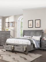 Queen Storage Bedframe With Sleigh Headboard Design - Omega Lifestyles