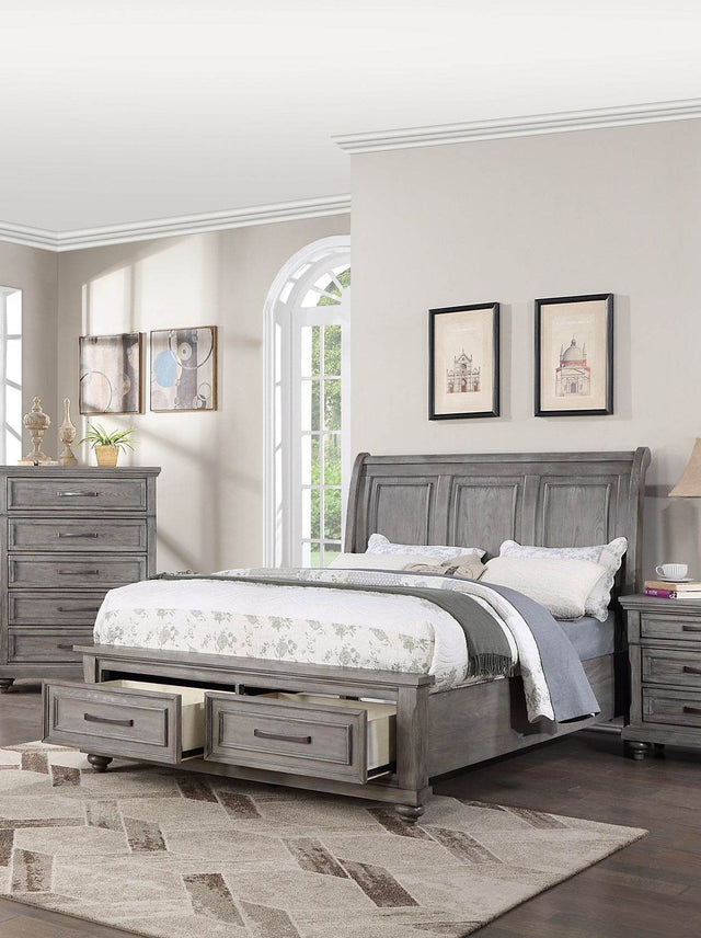 Queen Storage Bedframe With Sleigh Headboard Design - Omega Lifestyles