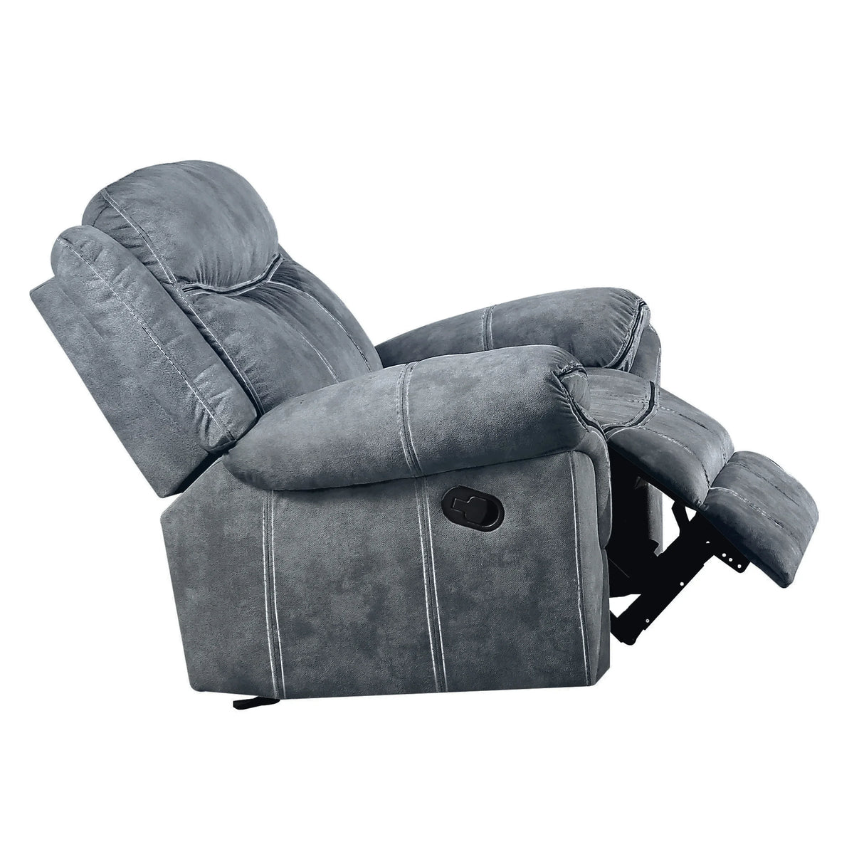 Two-Tone Gray Velvet Motion Glider Recliner Chair - Omega Lifestyles