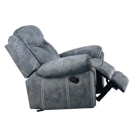 Two-Tone Gray Velvet Motion Glider Recliner Chair - Omega Lifestyles