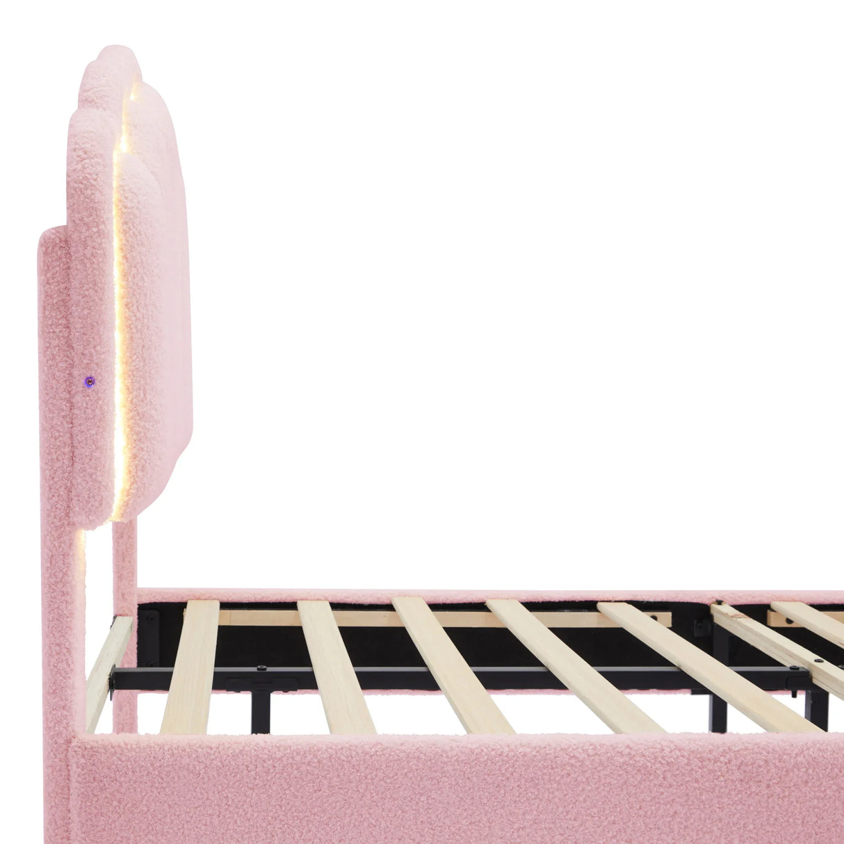 Twin Upholstered Flower-Shape Bed With LED Lighting - Omega Lifestyles