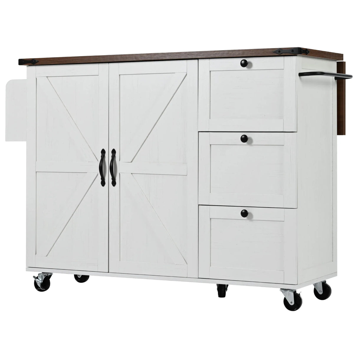 Farmhouse Kitchen Island Cart With Power Outlet - Omega Lifestyles