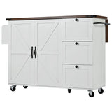 Farmhouse Kitchen Island Cart With Power Outlet - Omega Lifestyles