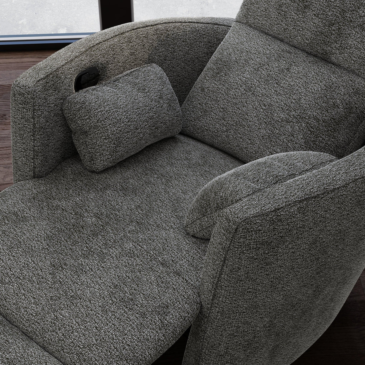 Gray Soft Foam Swivel Recliner With Manual Footrest - Omega Lifestyles