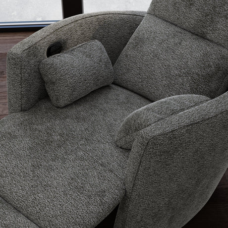 Gray Soft Foam Swivel Recliner With Manual Footrest - Omega Lifestyles