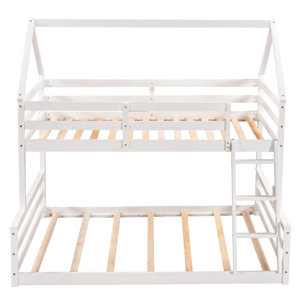 Twin Over Full Pine Wood House Bunk Bed With Ladder - Omega Lifestyles