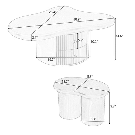 Cloud-Shaped Coffee Table With Stools And Drawers - Sleep Galleria