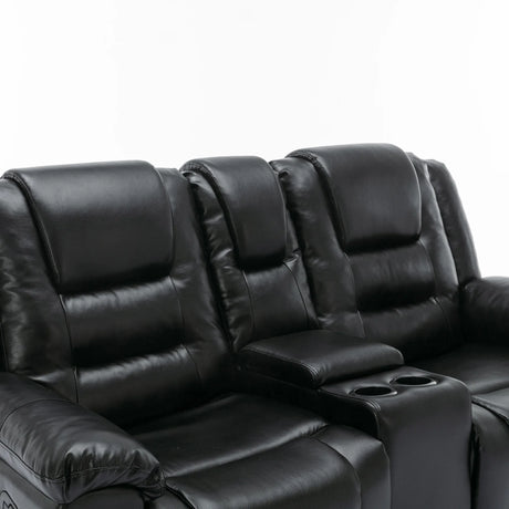 2-Seater Manual PU Leather Recliner Chair With Storage - Omega Lifestyles