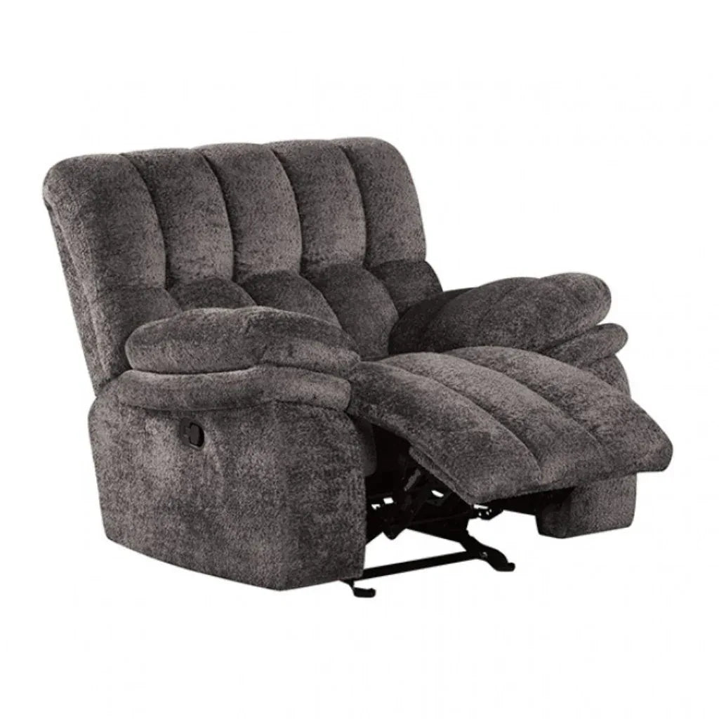 Transitional Dark Gray Glider Recliner With Power Console - Omega Lifestyles