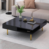 High Gloss Black Coffee Table With Drawers - Omega Lifestyles