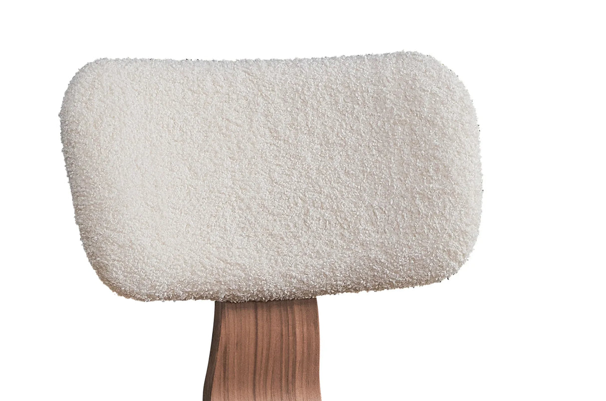 Set of 2 White Boucle Walnut Finish Side Chairs - Omega Lifestyles