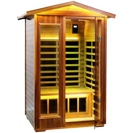 Two-Person Far-Infrared Solid Wood Outdoor Sauna - Omega Lifestyles
