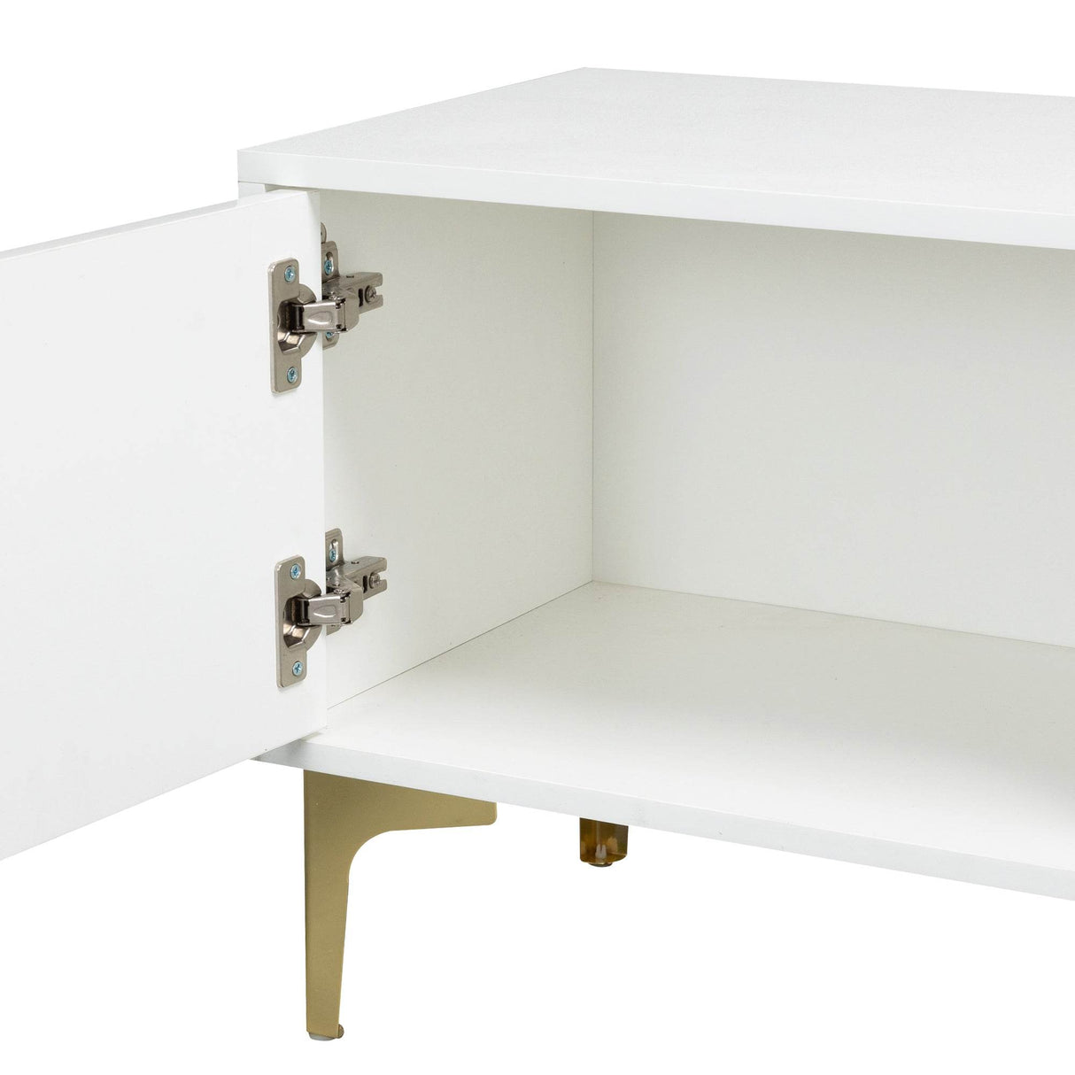 Antique White Particle Board TV Stand Console With LED Lights - Omega Lifestyles