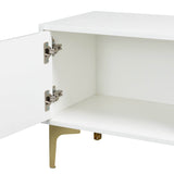 Antique White Particle Board TV Stand Console With LED Lights - Omega Lifestyles