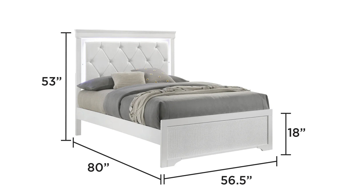 Modern Full Wood Upholstered Bed Frame With LED Headboard - Omega Lifestyles