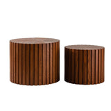 Modern Round Walnut Wood Coffee Table No Assembly Needed - Sleep Galleria