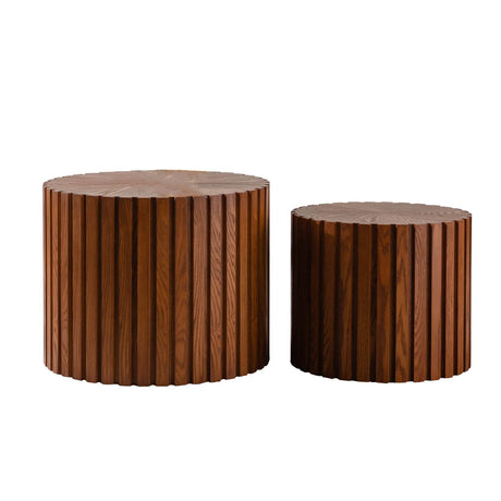 Modern Round Walnut Wood Coffee Table No Assembly Needed - Sleep Galleria