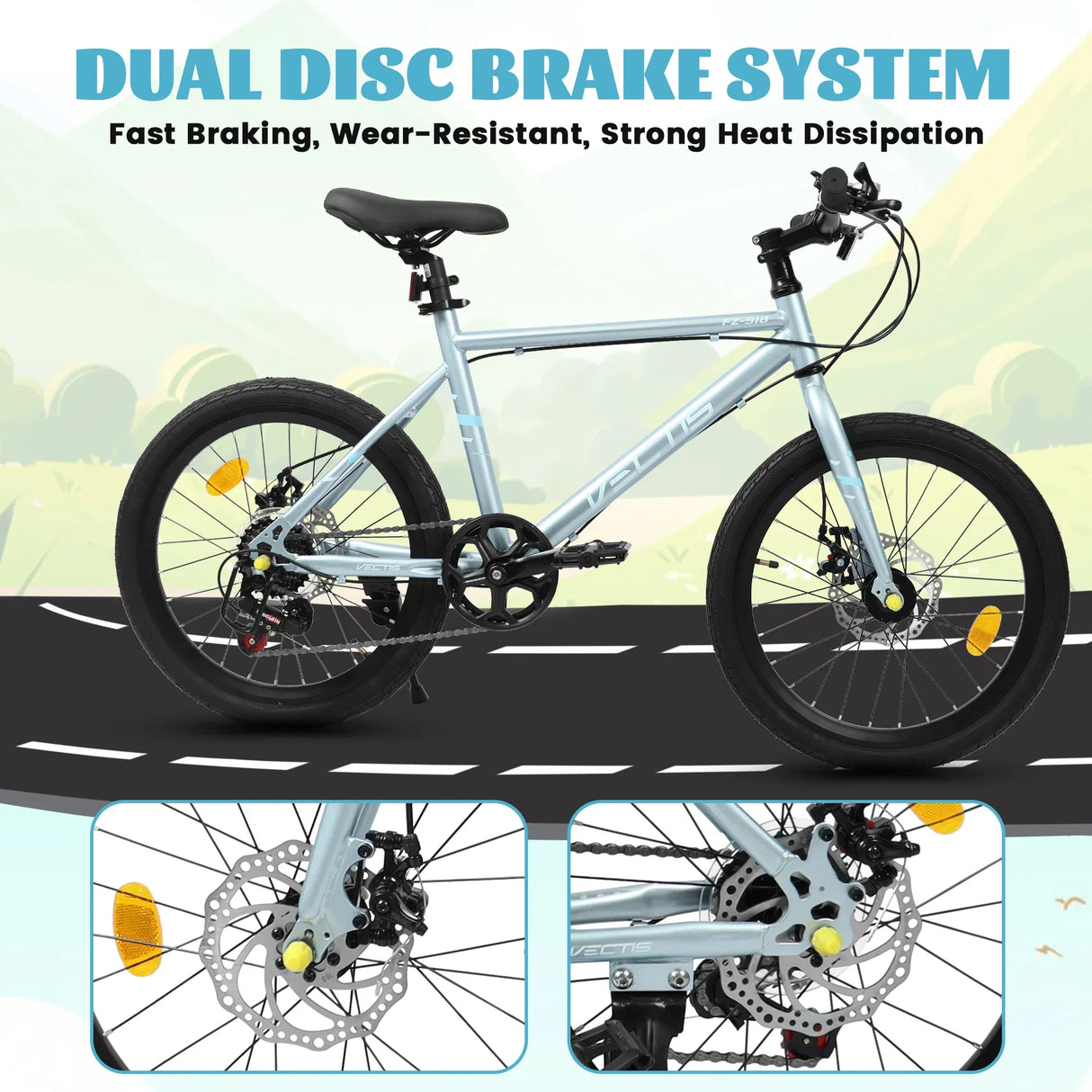 20-Inch Kids Steel Frame 7-Speed Disc Brake Bike - Omega Lifestyles