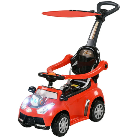 3-in-1 Toddler Push Car With Canopy Music Horn - Omega Lifestyles