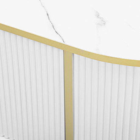 Modern Fluted MDF Coffee Table With Storage Cabinets - Omega Lifestyles