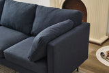 L-Shaped Grey Linen 6-Seat Convertible Sofa With Pillows - Omega Lifestyles