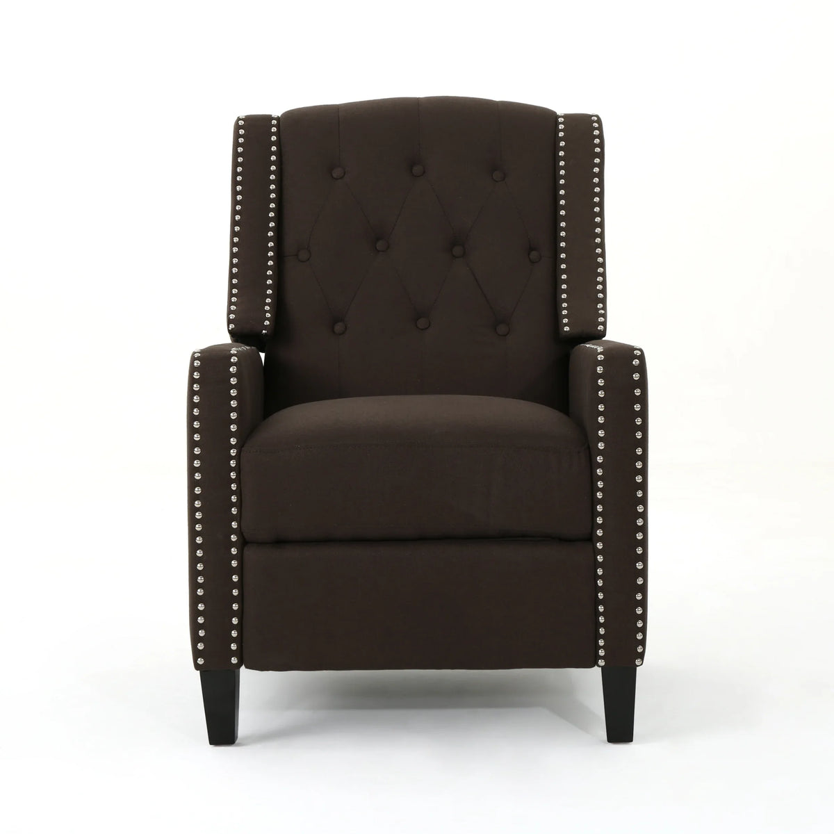 Coffee Fabric Push Back Recliner Chair With Birch Wood Legs - Omega Lifestyles