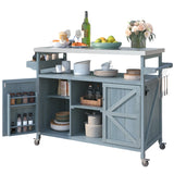 Farmhouse Solid Fir Wood Outdoor Kitchen Island Cart - Omega Lifestyles