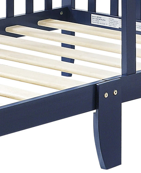 Solid Wood Navy Blue Toddler Bed With Safety Rails - Omega Lifestyles