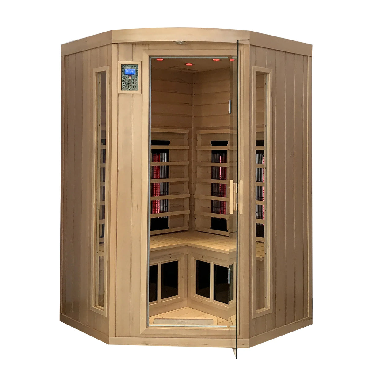 Far Infrared Solid Wood Pentagonal Indoor Sauna Room - Omega Lifestyles