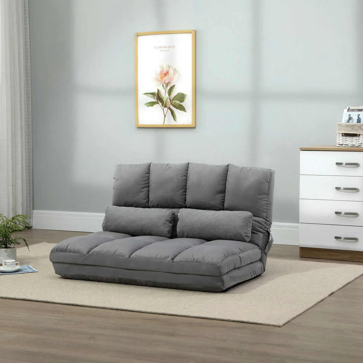 Adjustable Folding Floor Sofa Chair With Two Pillows - Omega Lifestyles