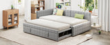 Full Upholstered L-Shaped Daybed With Twin Trundle USB Ports - Omega Lifestyles