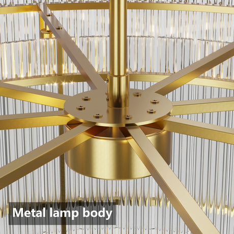 Modern Gold 37-Inch Round 8-Light Crystal Chandelier - Omega Lifestyles