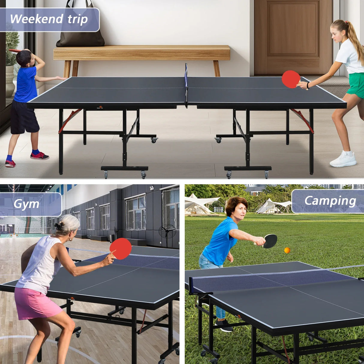 9-Ft Foldable Portable Indoor Table Tennis Table Set - Omega Lifestyles