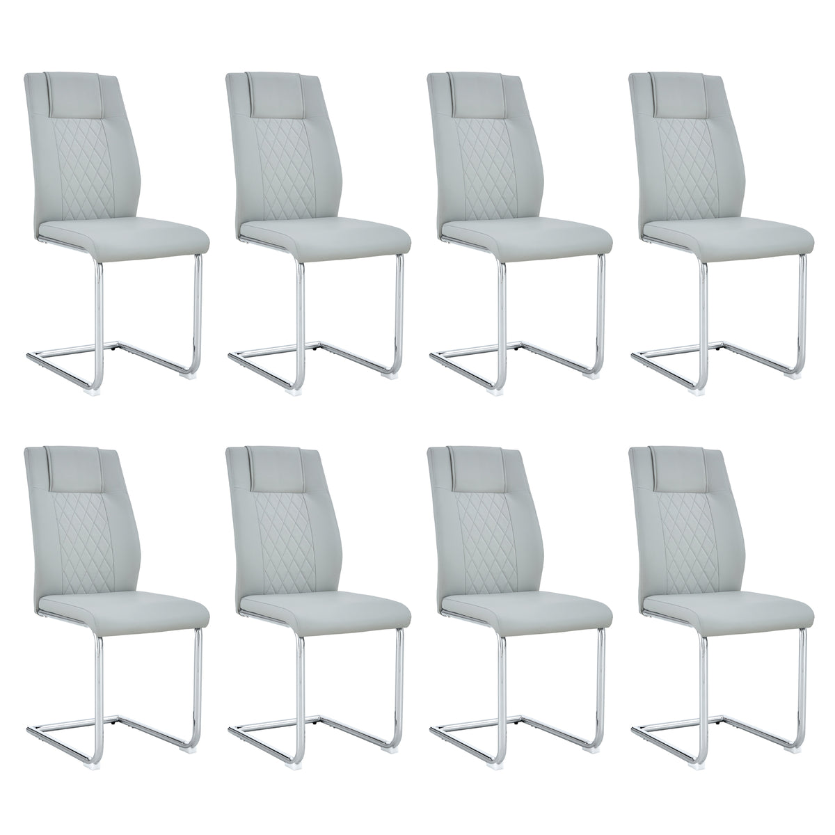 Set Of 8 Modern PU Leather Padded Dining Chairs