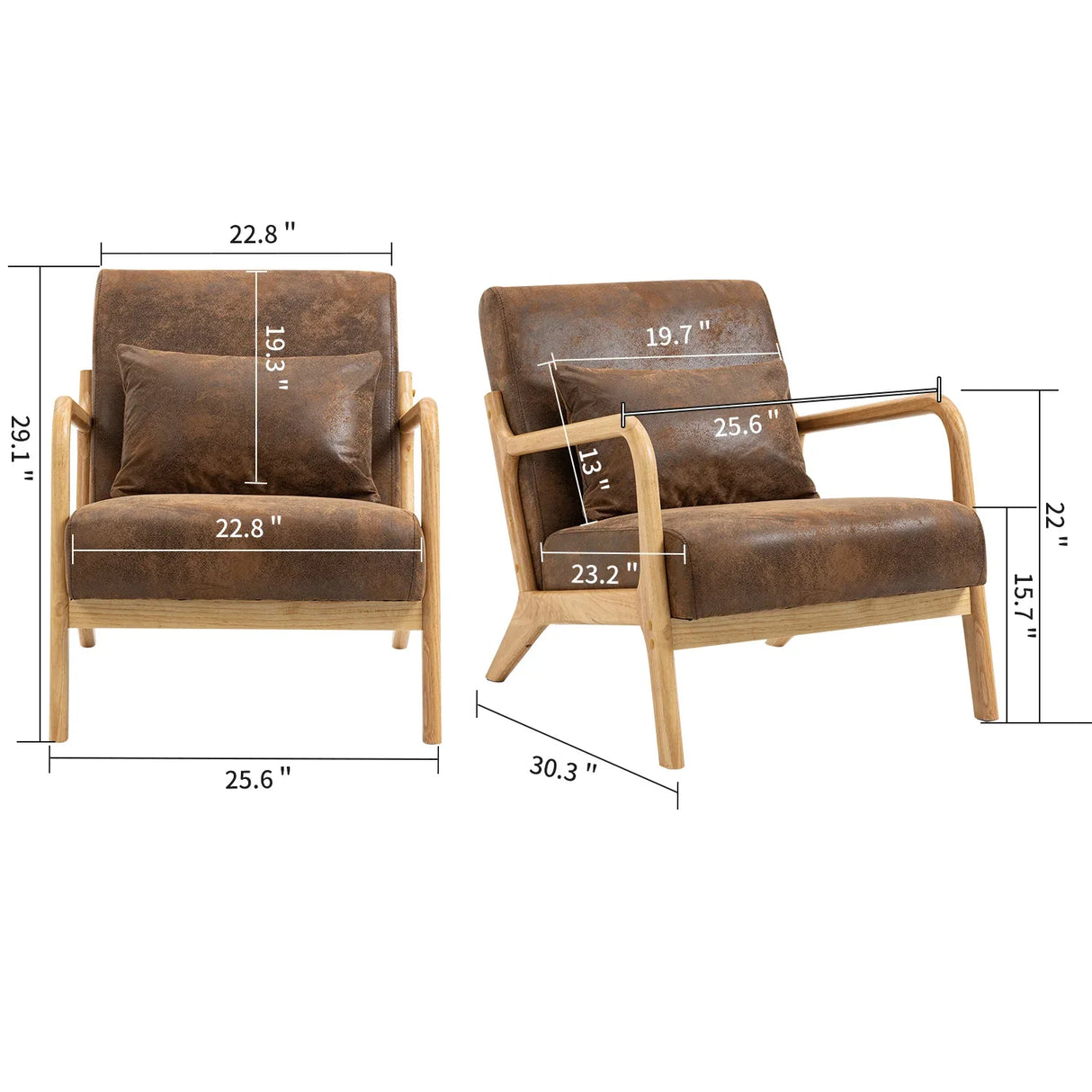 Mid Century Modern Fabric Accent Chair With Waist Cushion - Omega Lifestyles