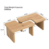 L-Shaped Oak MDF Detachable Farmhouse Coffee Table - Sleep Galleria