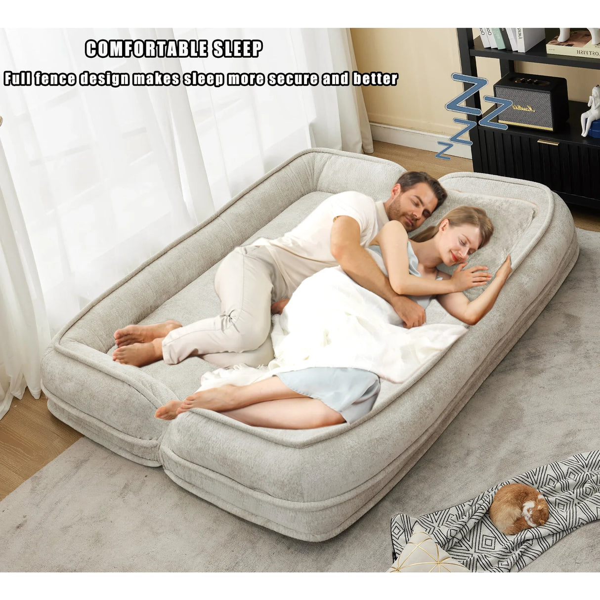 Medium-Soft Adjustable Loveseat Lazy Sofa With Chenille Upholstery - Omega Lifestyles