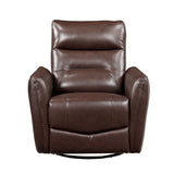Brown Leather Swivel Recliner Chair With Wood Frame - Omega Lifestyles
