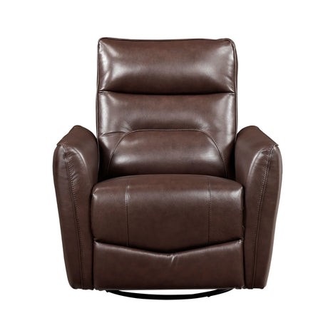 Brown Leather Swivel Recliner Chair With Wood Frame - Omega Lifestyles