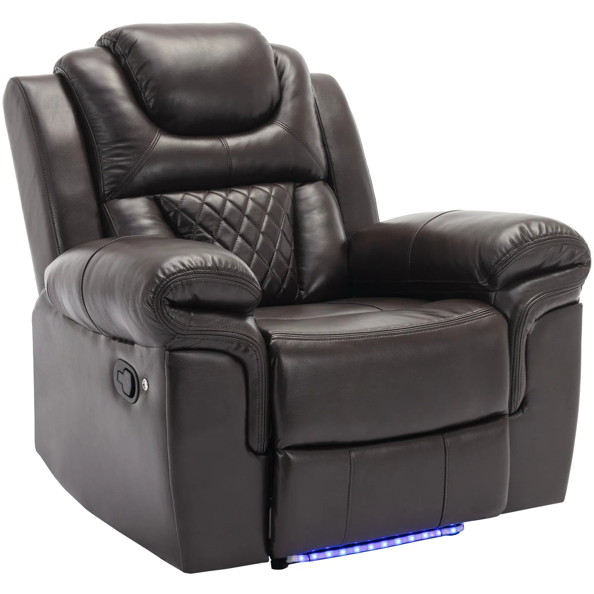 Brown Faux Leather Manual Recliner Chair With LED Light - Omega Lifestyles