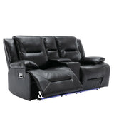 2-Seater Manual Recliner Chair With LED Light Strip - Omega Lifestyles