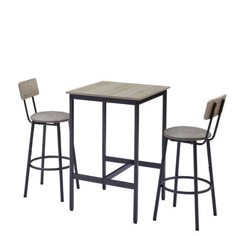 Rustic Grey Particleboard Bar Table Set With 2 Stools - Omega Lifestyles