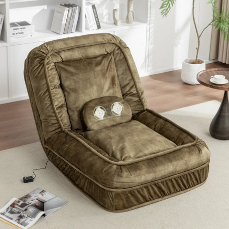 Adjustable Velvet Upholstered Floor Sofa With Massage Pillow - Omega Lifestyles