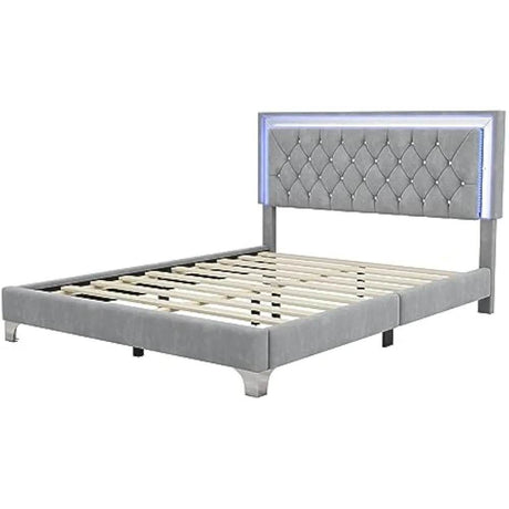 3-Piece Upholstered Platform Bed With LED Nightstands Set - Omega Lifestyles