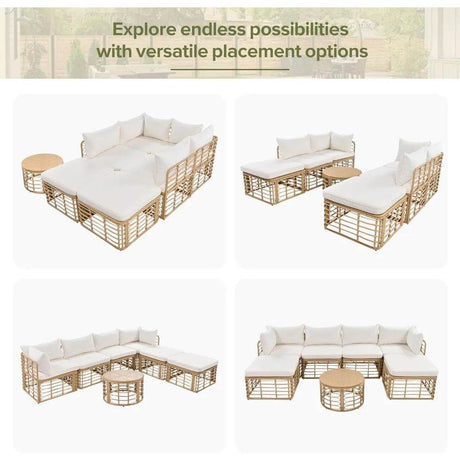7-Piece Outdoor All-Weather Rattan Sectional Sofa Set - Omega Lifestyles