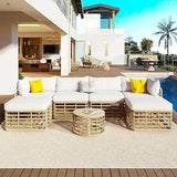 7-Piece Outdoor All-Weather Rattan Sectional Sofa Set - Omega Lifestyles
